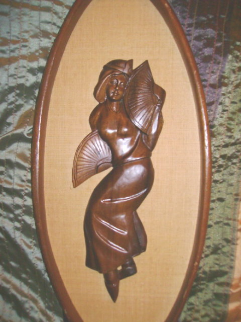 Vintage Figural Wood Carvings w/Frames
