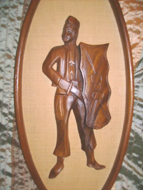 Vintage Figural Wood Carvings w/Frames