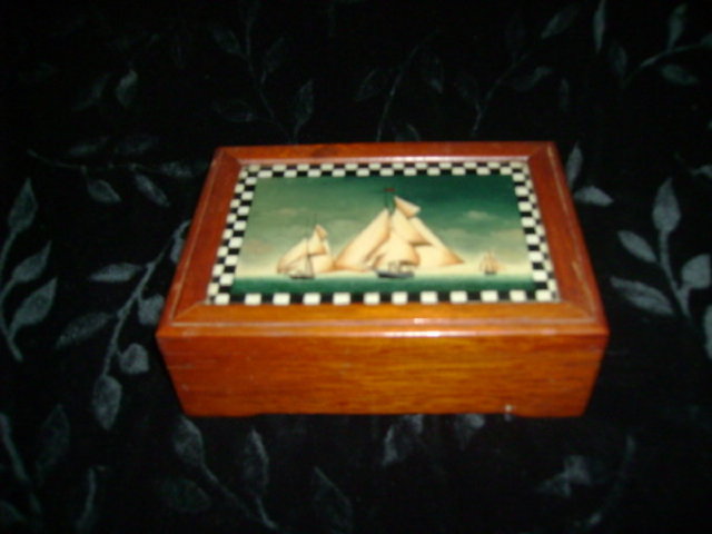 Antique Yacht Race on Reverse Painted Glass