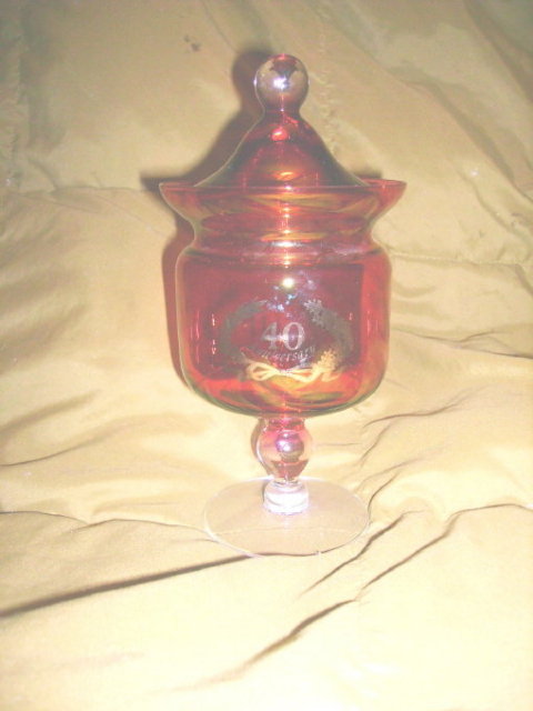 Vintage 40th Anniversary Glass Dish