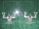 Vintage Double Crystal Candle Holders **W/Shelf
