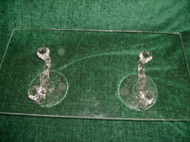 Vintage Double Crystal Candle Holders **W/Shelf