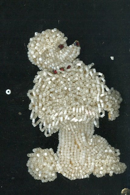 Vintage Hand Beaded Toy Poodle Applique'