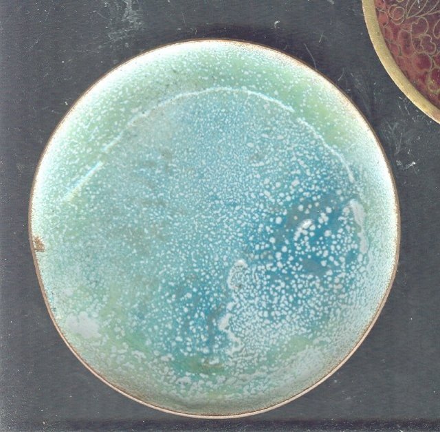 Vintage Modern Style Enamel Over Copper Dish **Hallmarked