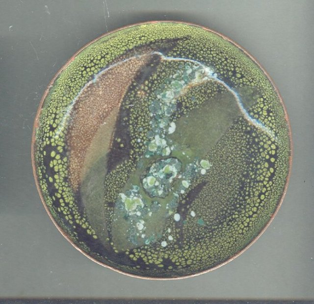 Vintage Modern Style Enamel Over Copper Dish **Bovano?