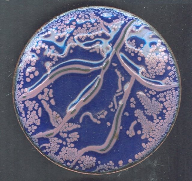 Mid Century Modern PurpleEnamel On Copper Dish