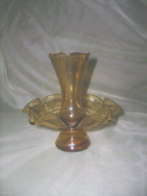 Vintage Amber Glass Pedestal Vase