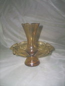 Vintage Amber Glass Pedestal Vase