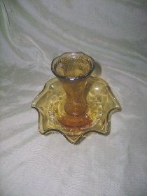Vintage Amber Glass Pedestal Vase