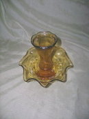 Vintage Amber Glass Pedestal Vase