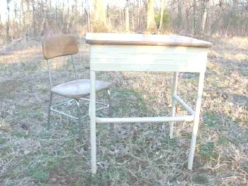 Vintage Children's Heywood Wakefield Wood School Chair & Desk Set