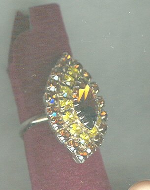 Vintage Amber Rhinestone Ring