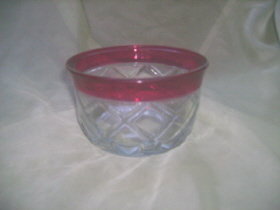 Vintage Clear & Ruby Red Glass Dish