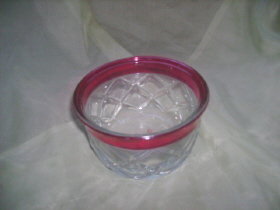 Vintage Clear & Ruby Red Glass Dish
