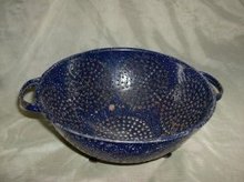 Vintage Blue Enamelware Colander