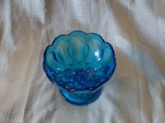 Vintage Blue Glass Pedestal Dish