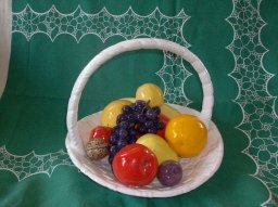 Vintage Large Ceramic Basket w/ Fruit