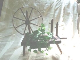 Vintage Wooden Spinning Wheel Planter