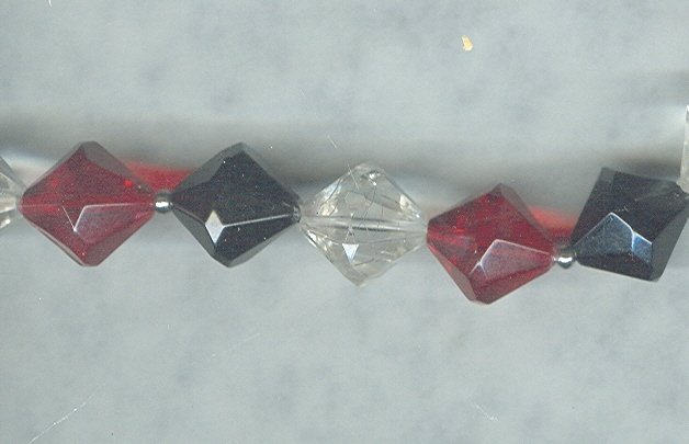 Vintage Black, Red & Clear Beaded Necklace