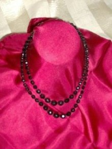 Vintage Black Faceted Bead Necklace