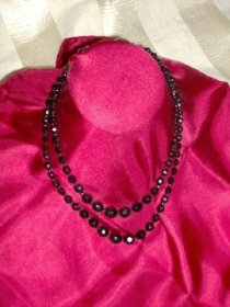 Vintage Black Faceted Bead Necklace