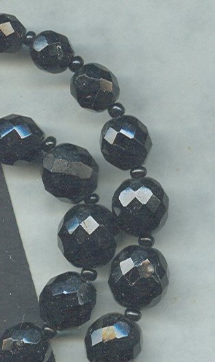 Vintage Black Faceted Bead Necklace