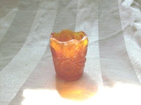 Vintage Orange Glass Votive Cup