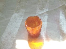 Vintage Orange Glass Votive Cup