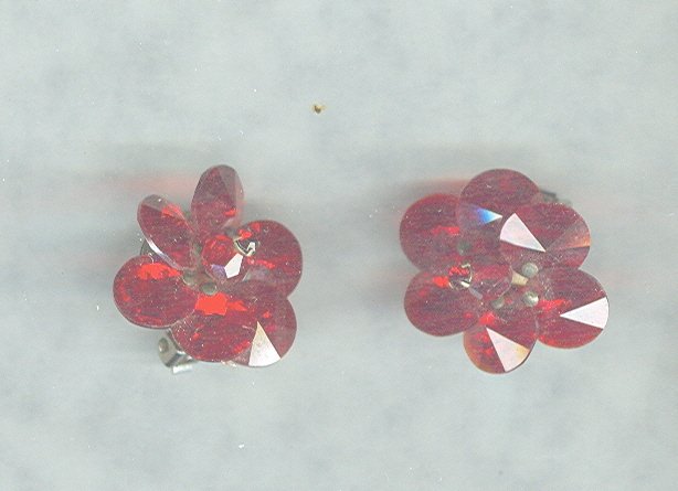 Vintage Red Crystal Earrings.