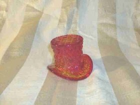 Vintage Amberina Glass Top Hat