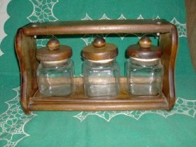 Glass Canister Set w/Wooden Holder