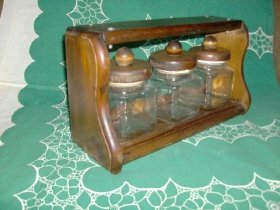 Glass Canister Set w/Wooden Holder