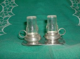 Vintage Tin Lantern Salt & Pepper Shakers w/Holder