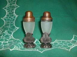 Vintage Copper Cathedral Salt & Pepper Shakers