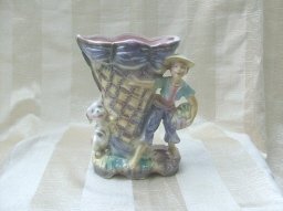 Vintage Irredescent Figural Vase