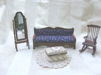 Doll Furniture Couch, Rocking Chair, Stand Mirror +