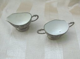 Vintage Children's Silver Cream & Sugar Set