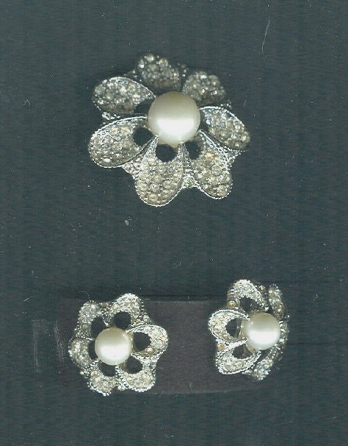 Vintage Stylized Flower Brooch & Earring Set **LOOK**