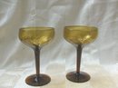 Vintage Hand Blown Amber Glass Stemware (6 Pc)