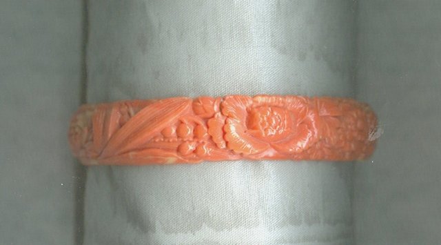 Vintage Coral Celluloid Bangle Bracelet