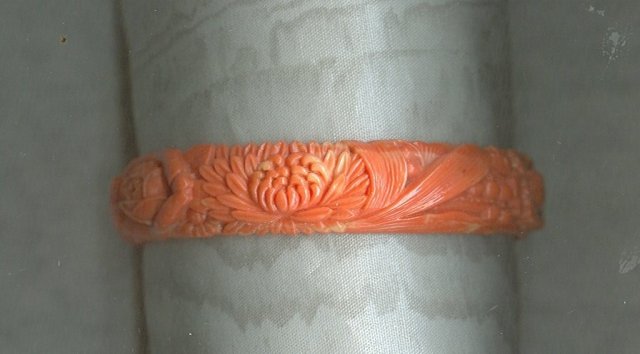 Vintage Coral Celluloid Bangle Bracelet