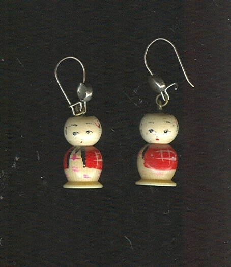 Vintage Carved Ivory Figural Earrings