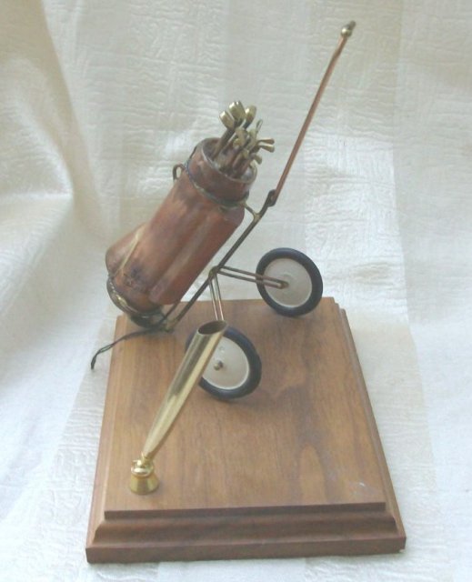 Vintage Metal Golf Sculpture Pen & Memo Holder **Signed by Artist**