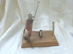 Vintage Metal Golf Sculpture Pen & Memo Holder **Signed by Artist**