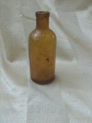 Vintage Amber Glass Medicine Bottle