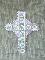 Stamped Silver & Ceramic Tile Cross