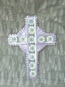 Stamped Silver & Ceramic Tile Cross