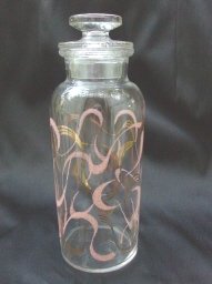 Retro Clear & Pink Glass Jar