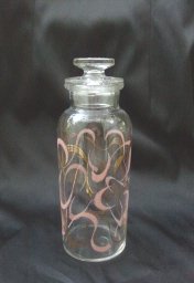 Retro Clear & Pink Glass Jar