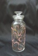 Retro Clear & Pink Glass Jar